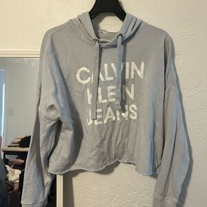 CK LIGHT BLUE HOODIE CROP